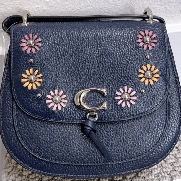 NWT Coach Remi Saddle Bag With Whipstitch Daisy Applique WITH card wallet - Picture 3 of 10